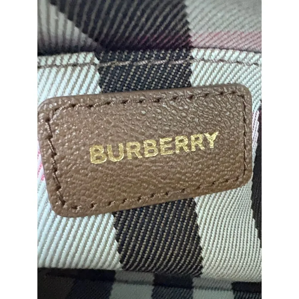 Burberry Brown Leather camera Bag with Signature Check